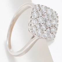 1CT Diamanti Finti Grappolo Cuscino Fidanzamento Anello Oro Bianco Argento - £82.00 GBP