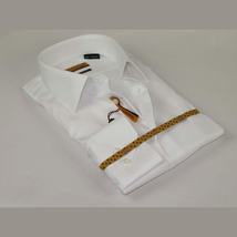 Mens ENZO Egyptian Soft Cotton Dress Shirt Barrel Cuff Wrinkle Free 61101 White image 3