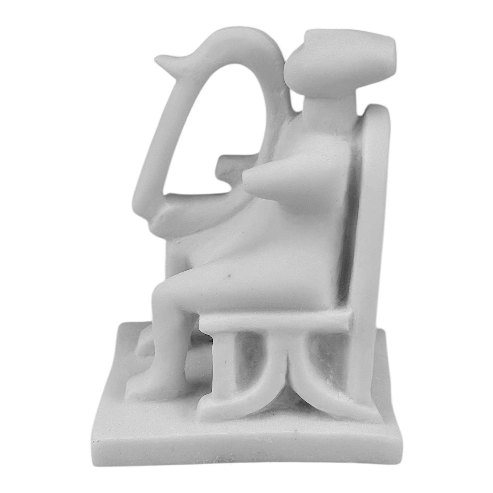 Small Cycladic Harp Player Musician Figure idol Greek Cast Alabaster Sculpture Item image 3