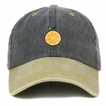 Trendy Apparel Shop Orange Patch Pigment Dyed Washed Two Tone Baseball Cap - Bla - £15.81 GBP