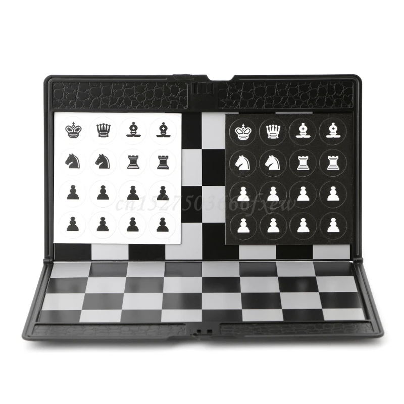 Pocket Folding Magnetic International Chess Set d Checkers Traveler Plane - £81.55 GBP