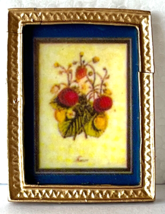 Miniature Dollhouse Floral Botanical Art Picture Gold Frame 1-7/16” x 1-... - $17.41