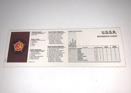 Axis &amp; Allies Game 1984-87 Milton Bradley USSR Reference Chart - $13.71