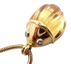 Rare Tiffany &amp; Co Platinum 18k Gold Carved Citrine Diamond Scarab Necklace - £7,901.60 GBP