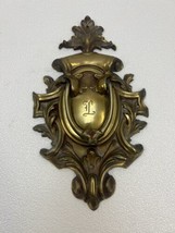 Vintage BRASS DOOR KNOCKER Hardware solid ornate heavy hollywood regency gold 60 - £23.59 GBP