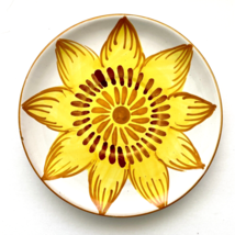 Vintage Yellow Flower Design Plate Saucer For Coffee Cup Made in Italy 7.5” - £7.44 GBP