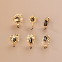 1Piece Black Zircon Retro Earrings for Women Earrings 2022 Jewelry Ear Cuffs Sta - £10.47 GBP