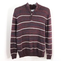 Croft &amp; Barrow Men&#39;s L Striped 1/4 Zip Mock High Neck Pullover Casual Sweater - £11.17 GBP