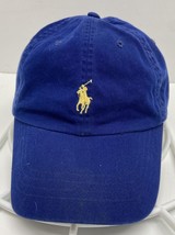Polo Ralph Lauren Pony Logo Cap Hat Blue Adjustable Yellow Cotton - £10.90 GBP