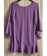 WHBM Bell Sleeve Shift Dress 10 Warm Violet Purple Silky Lining - £16.44 GBP