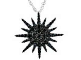 1.10ctw Round Black Spinel Rhodium Over Sterling Silver Pendant with 18"... - $37.12