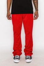 Men&#39;s Solid Red Flare Stacked Track Pants (S) - $25.74