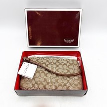 Coach Signature Wristlet Canvas Khaki New With Tags + Gift Box - £35.86 GBP