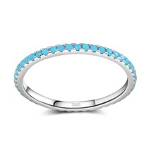 Tibetan Silver Classic Exquisite Circle Turquoise Charm Stackable Finger Ring Fo - £7.08 GBP