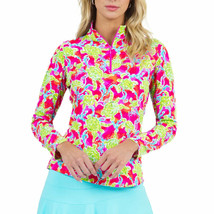 Nwt Ladies Ibkul Turtles At Sea Hot Pink Long Sleeve Mock Golf Shirt S L Xl Xxl - £58.98 GBP