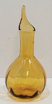 Vtg Blenko 7 1/4&quot; Hand Blown Art Glass Vase Amber Yellow Stunning - £67.46 GBP
