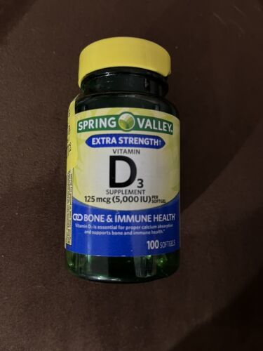 Primary image for Spring Valley Extra Strength Vitamin D3 Supplement 100 Softgels 125mcg 5,000 IU