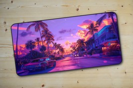 Neon Vaporwave Miami Non-Slip Desk Mat: 80&#39;s Synthwave Large Gaming Mouse Pad, 1 - $25.99