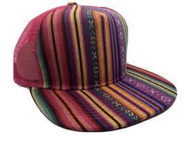 New Aztec Pink Native Tribal Trucker Snapback Cap Adjustable Adult Striped - £8.63 GBP