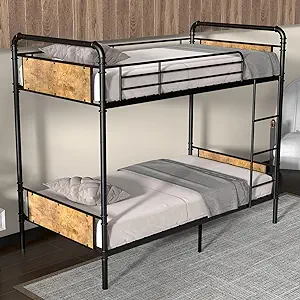 Bunk Bed Twin Over Twin, Twin Bunk Beds, Heavy Duty Twin Size Metal Bunk... - $463.99