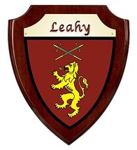 Leahy Irish Coat of Arms Shield Plaque - Rosewood Finish - $48.00