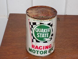 Vintage Quaker State Racing Motor Oil Empty Tin One Quart Can - $33.74 CAD