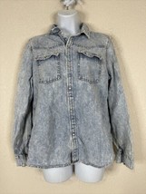Wild Fable Womens Size M Light Chambray Snap Button Up Shirt Long Sleeve Pockets - £5.93 GBP
