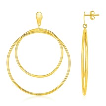 14k Yellow Gold 2.38in Long x 1.75in Wide Polished Circle Dangling Earrings - £408.10 GBP