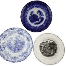 c1850 Transferware plate collection Flow Blue German Souvenir  Plate and... - $108.90