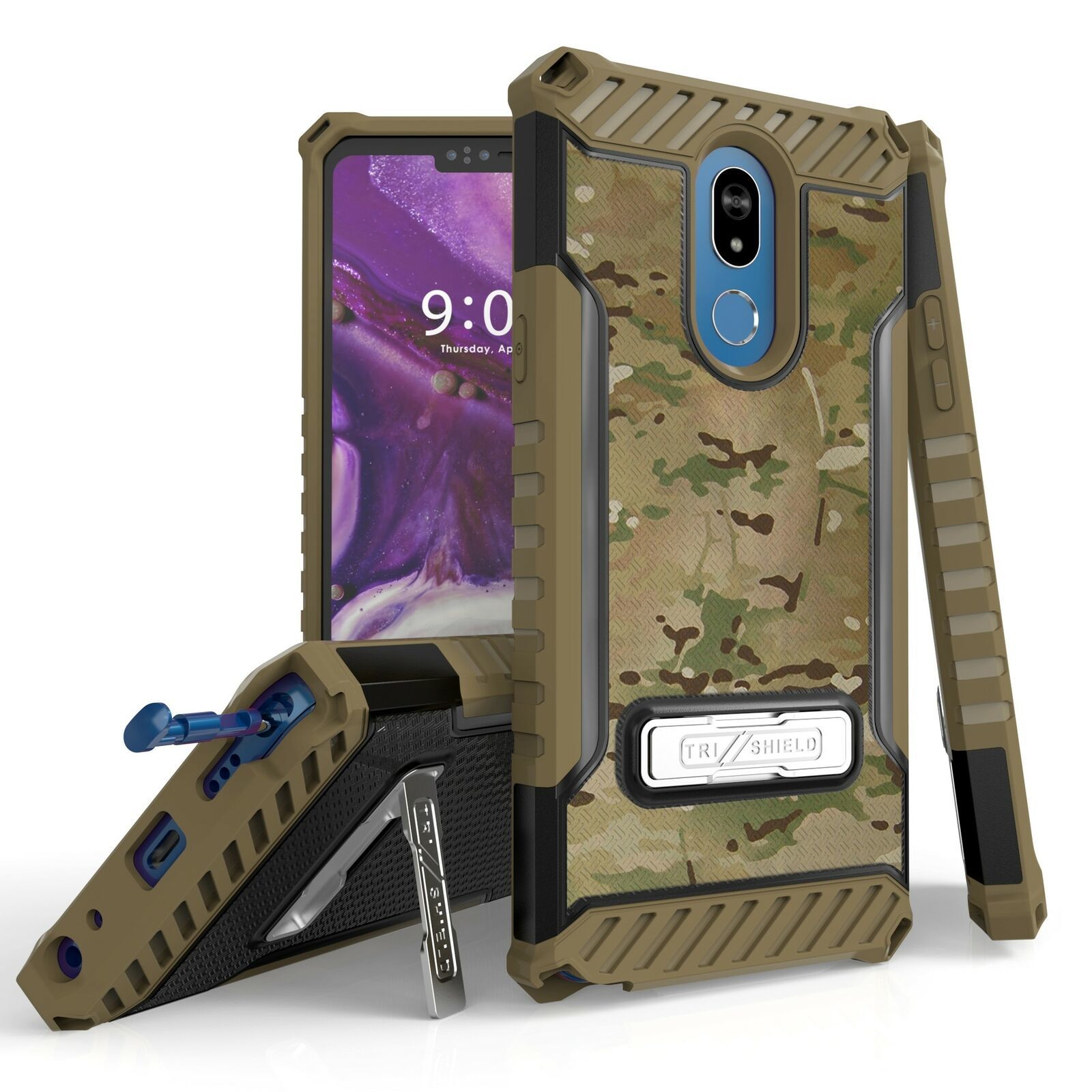 For LG Stylo 5,5+,5x Tri Shield Armor Kickstand  Case Army Brown Scorpion Camo - $19.99