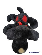 SKM plush black puppy dog red hearts ribbon bow cream beige nose floppy ... - £15.52 GBP