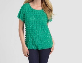 Womens Summer Shimmer Eyelash ruffle Top Spangled shirt blouse tunic plu... - £31.96 GBP