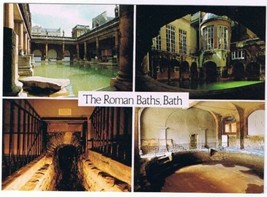 Bath England UK Postcard Roman Baths Great Bath Circular Kings Bath Multi View - £2.36 GBP