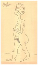 Dessin À La Plume sur papier Nu Femme Étude par Connu Artiste - $104.70