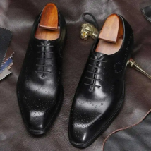New Men Handmade leather wingtip black Oxfords Hand welted Dress shoes - £131.61 GBP