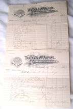 1902 Lot 2 Tooley &amp; Mc Alpine Furniture Undertaker Billhead Stamford Ny Document - £5.41 GBP