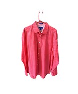 Egara Mens Size L Pink Long Sleeve Window Pane Button Up Slim Fit Shirt Top - £15.63 GBP