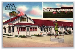 M &amp; N Motel Browning Montana MT Linen Postcard Z10 - £3.05 GBP