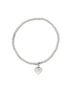 Silver Balls with Hearts 925 Silver Stretch Bracelet - £17.21 GBP