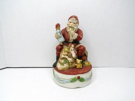 Santa with Toys Ceramic Matte Finish &quot;We Wish You a Merry Christmas&quot; Mus... - $19.95