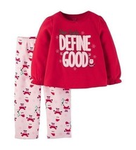NWT Carters Girls&#39; size 4t Fleece Christmas Red &quot;Define Good&quot; Pajama Set - £9.38 GBP