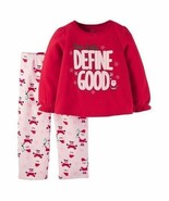 NWT Carters Girls&#39; size 4t Fleece Christmas Red &quot;Define Good&quot; Pajama Set - $228.28 MXN