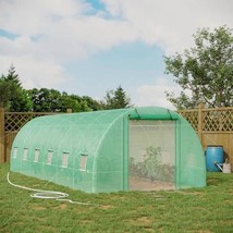 26.2 ft x 9.7 ft Outdoor Walk-in Greenhouse with Green PE Cover and Steel Frame - $8,496.58 MXN