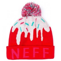 NEW Neff Girls Womens Pink Red Sweet Pom Beanie Winter Ski Hat 15F05043 NWT - $16.94