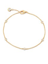 Authentic CRISLU 2 mm Bezel Set Chain  Bracelet in Yellow Gold - £74.22 GBP
