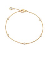 Authentic CRISLU 2 mm Bezel Set Chain  Bracelet in Yellow Gold - $92.07