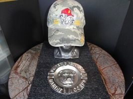 USMC Camo Baseball Cap and Alum Nickel Chrome Plated Ashtray 7" Diameter NEW image 4