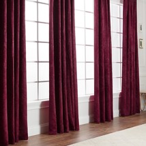 Chanasya 2-Panel Solid Embossed Elegant Textured Curtains For Windows, Aubergine - £46.36 GBP