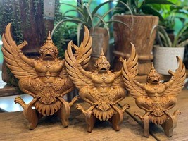 Handcrafted Teak Hindu God Lord Garuda Carving Unique Asian Art Decor 8 x 8 inch - £163.48 GBP+