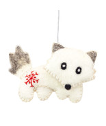 Snowflake Arctic Fox 471434 White Wild Woolies Felted Sheep Wool Ornament - $27.05 CAD